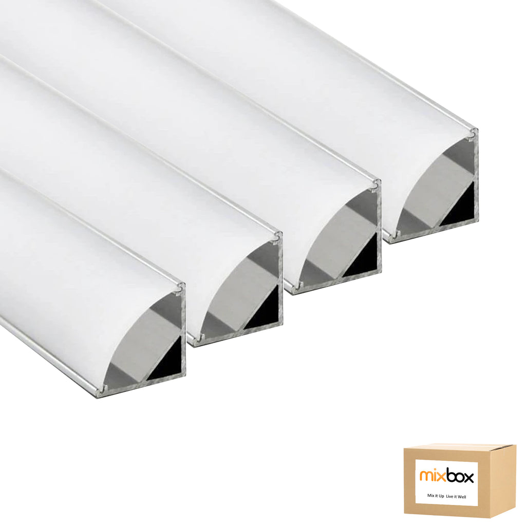 Mix Box 4 Pack 1.5m Aluminum LED V Channel Strip Cover - Silver