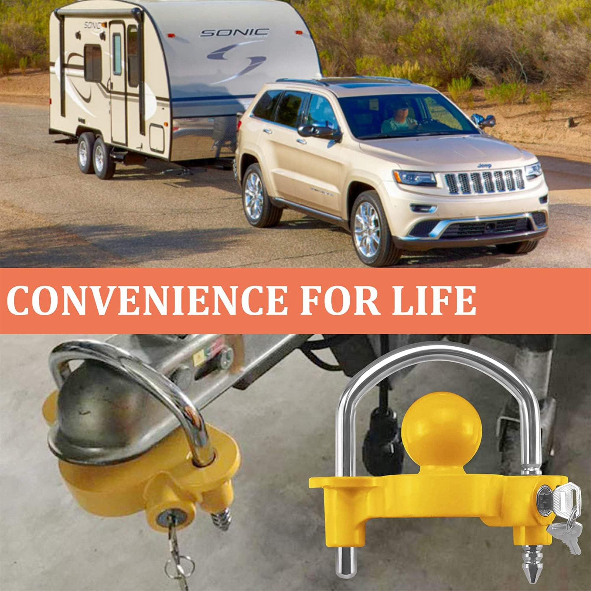 Mix Box Heavy Duty Trailer Hitch Lock Tow Ball Security Kit with 2 Key ...