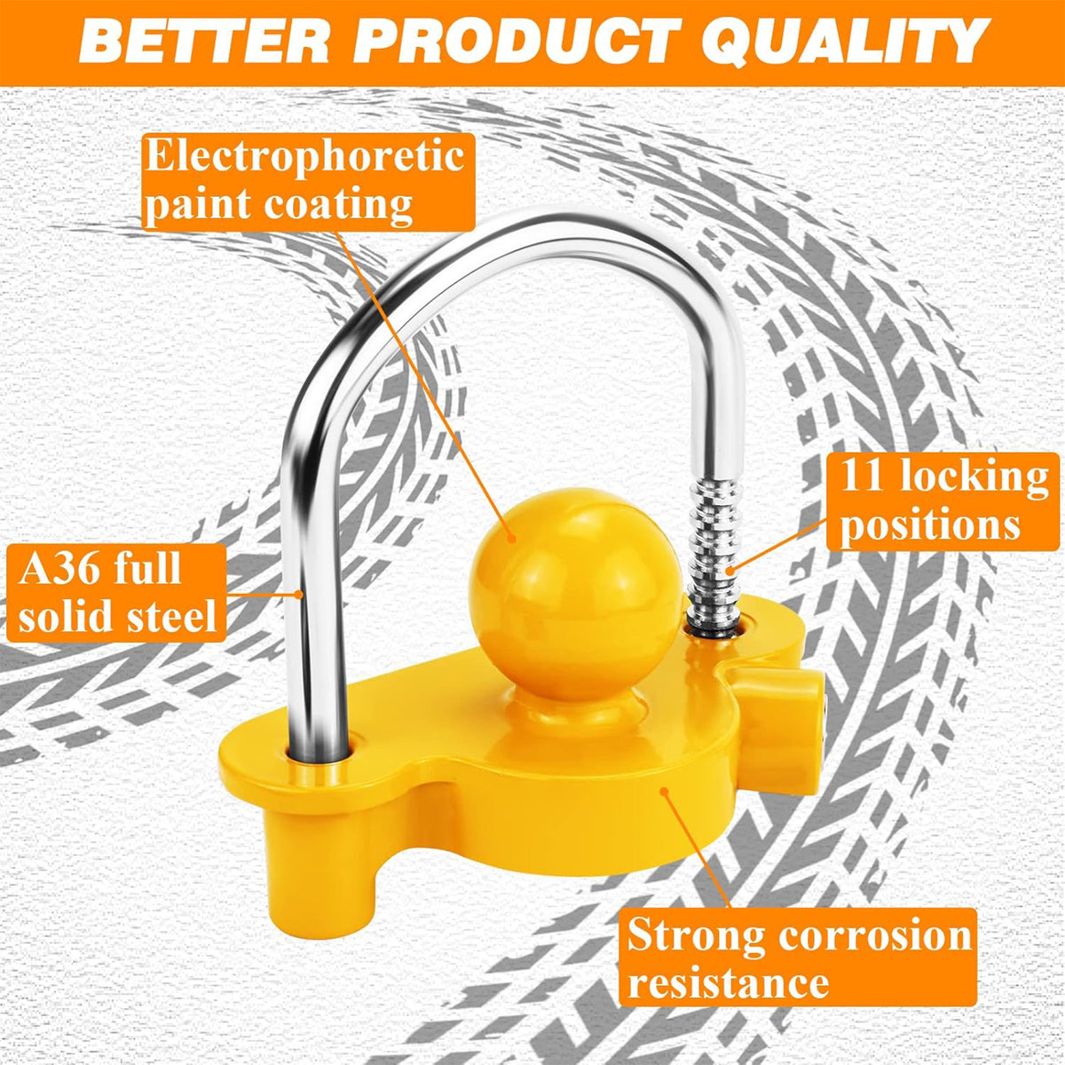 Mix Box Heavy Duty Trailer Hitch Lock Tow Ball Security Kit with 2 Key ...