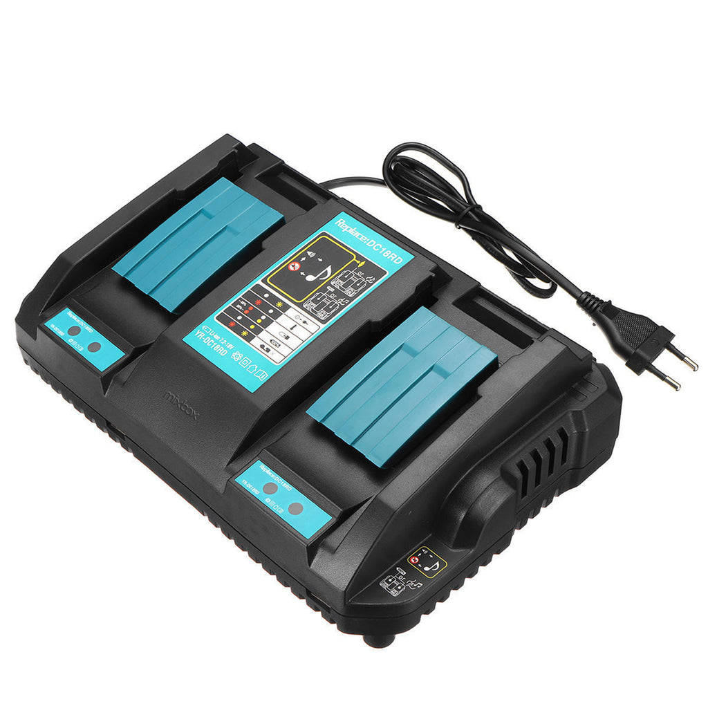 Mix Box 18V Li-Ion Battery Dual Port Fast Charger with USB Charging Port