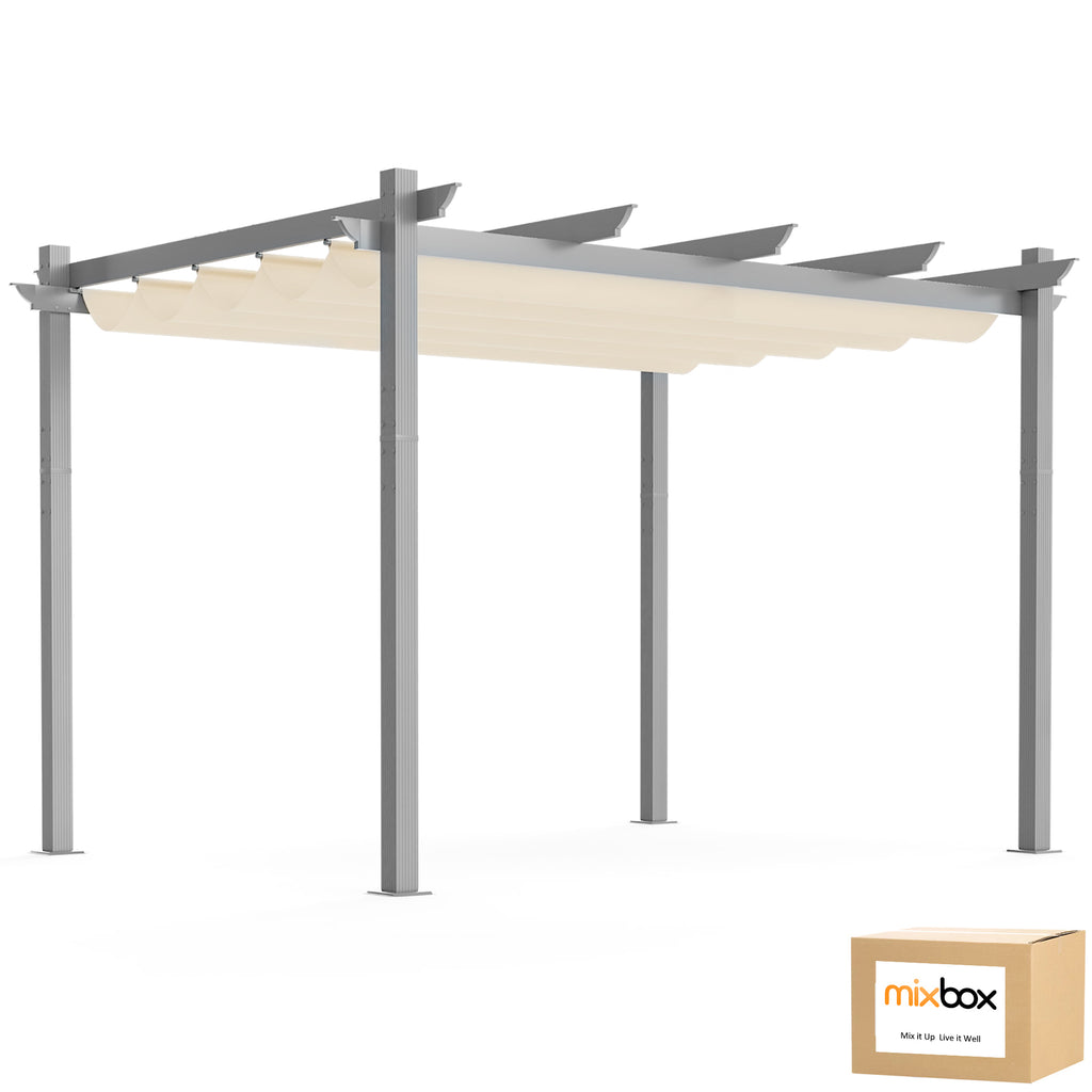 Mix Box 3m x 3m Pergola Gazebo with Adjustable Shade for Patio