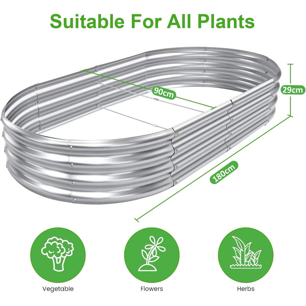 Galvanised Metal Raised Bed Set Steel Planter Box for Outdoor Garden-1.8m