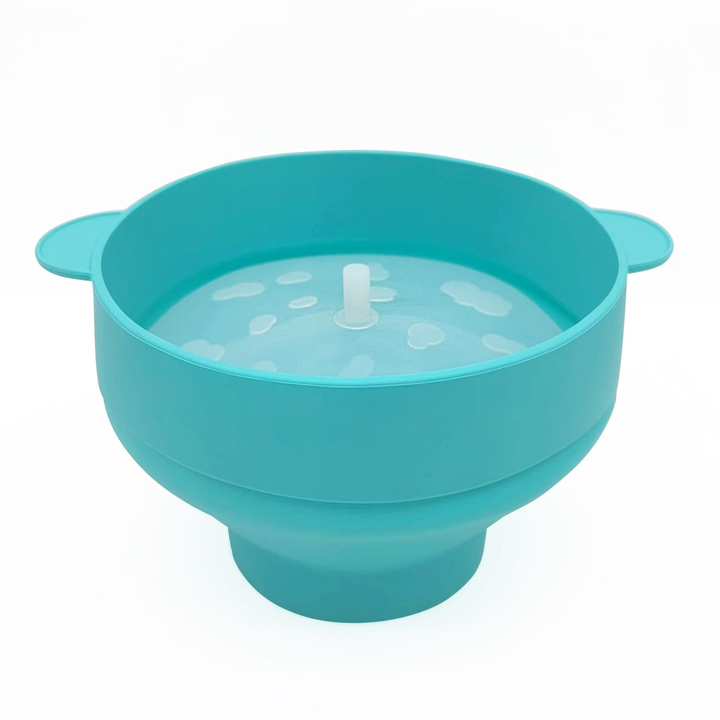 Foldable Silicone Popcorn Maker with Lid - 2 Pack - Blue