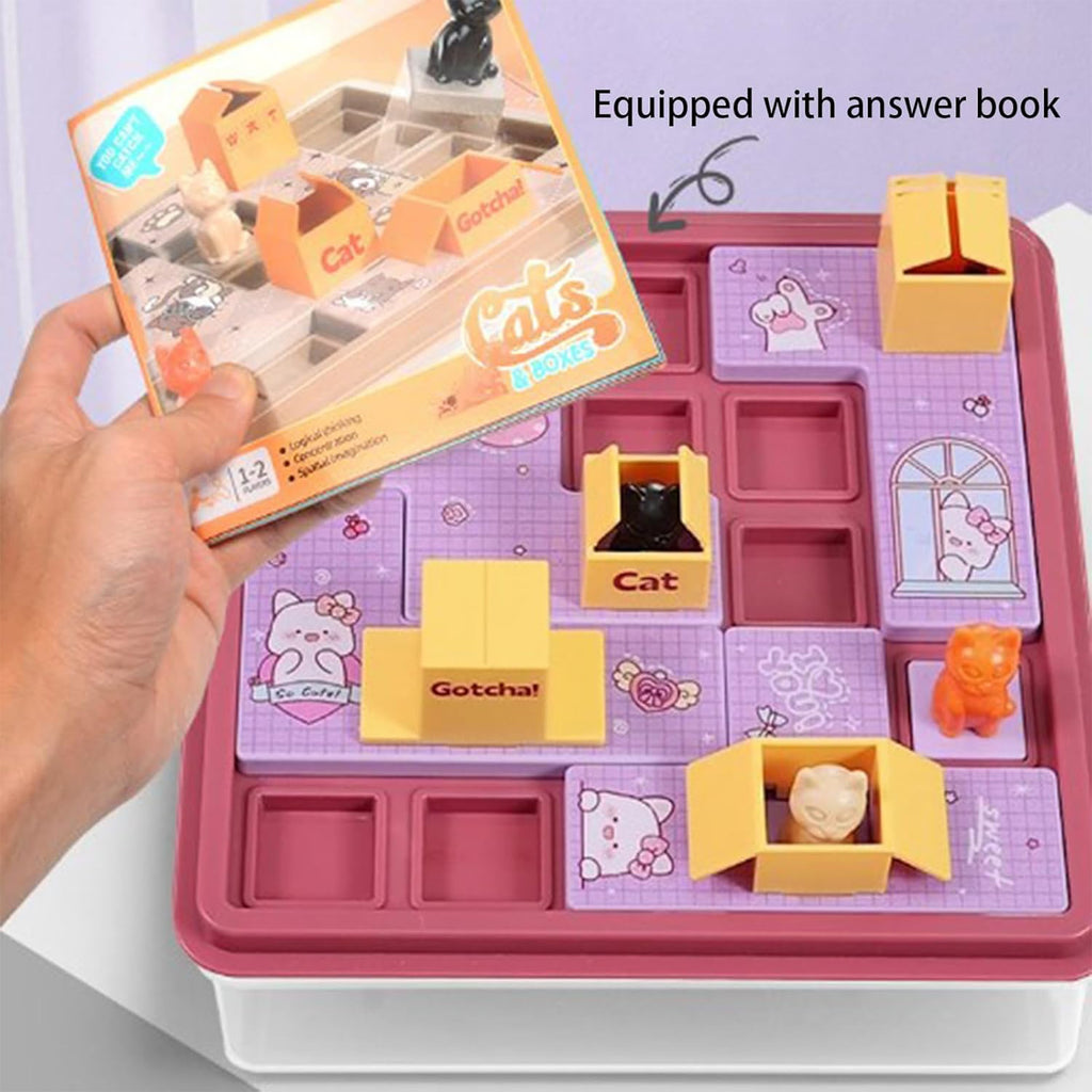 Cats & Boxes Logic Strategy Game - Hide and Seek Cats Puzzle Game