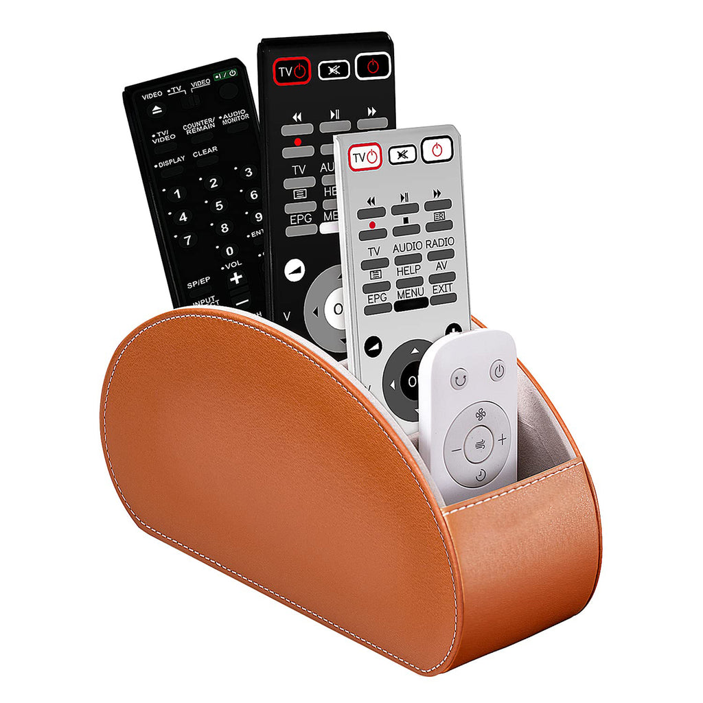 PU Leather Remote Control Desktop Organizer With 5 Compartments