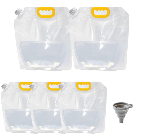 5Pack Stand-Up Food Storage Pouch With 5L & 2.5L And Folding Funnel