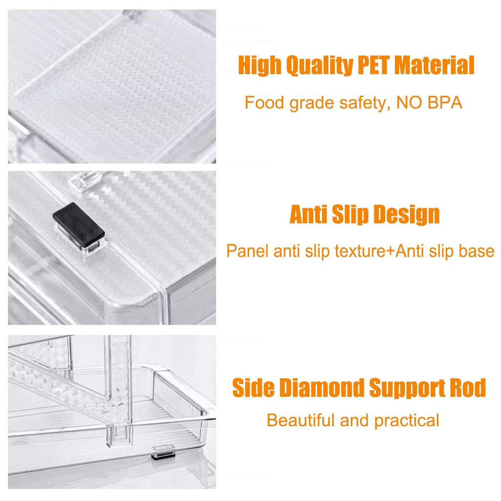 Adjustable Kitchen Fridge Organizer Bins Soda Can Dispenser 2 Tier Rolling.