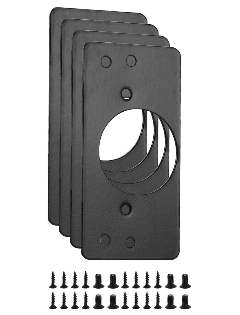 4Set - Stainless Steel Cabinet Door Hinge Repair Plates - Black