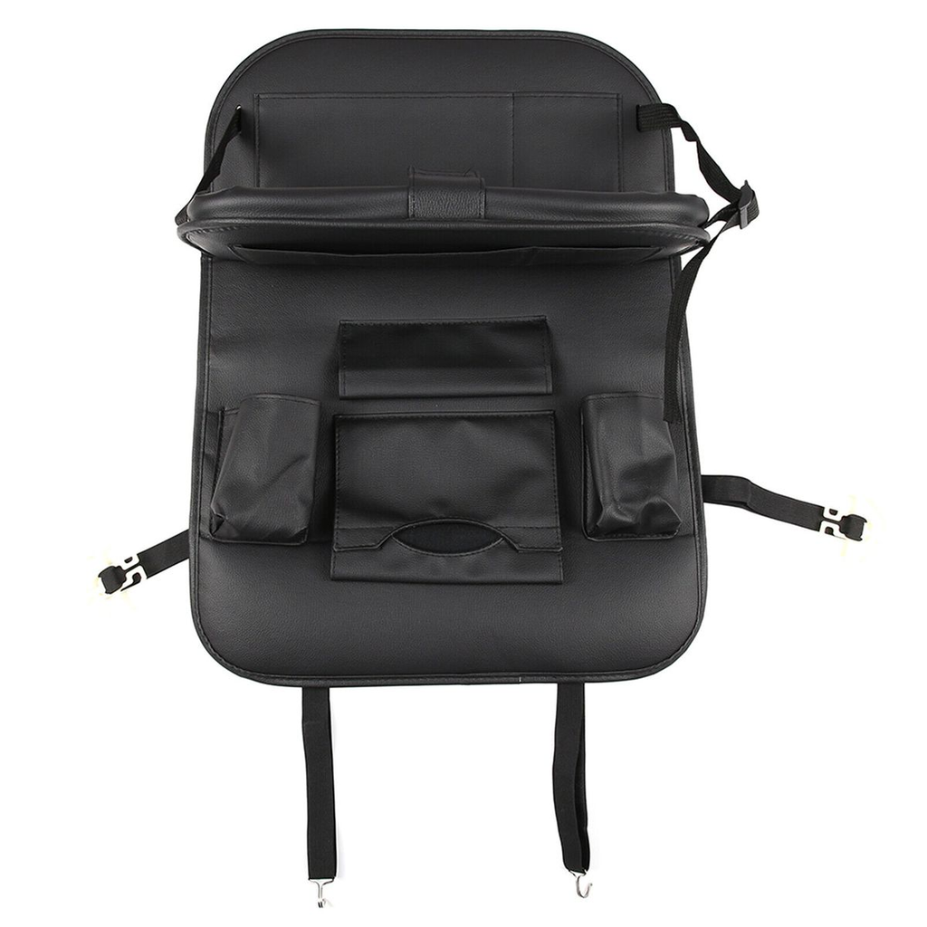 Car Seat Storage Organizers Bag with Foldable Tray & Multi-Pocket
