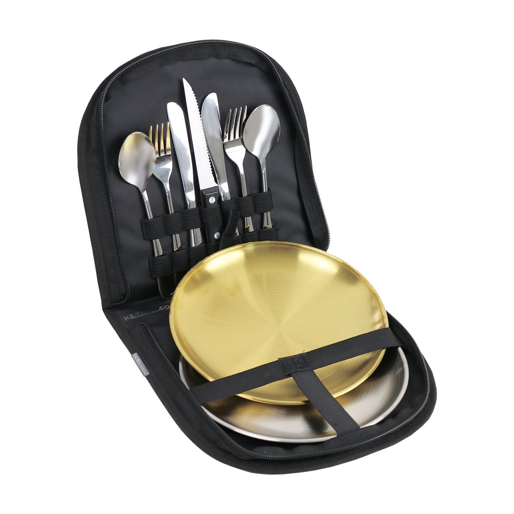 Heartdeco 10 Pieces Camping Tableware Cutlery Set for 2