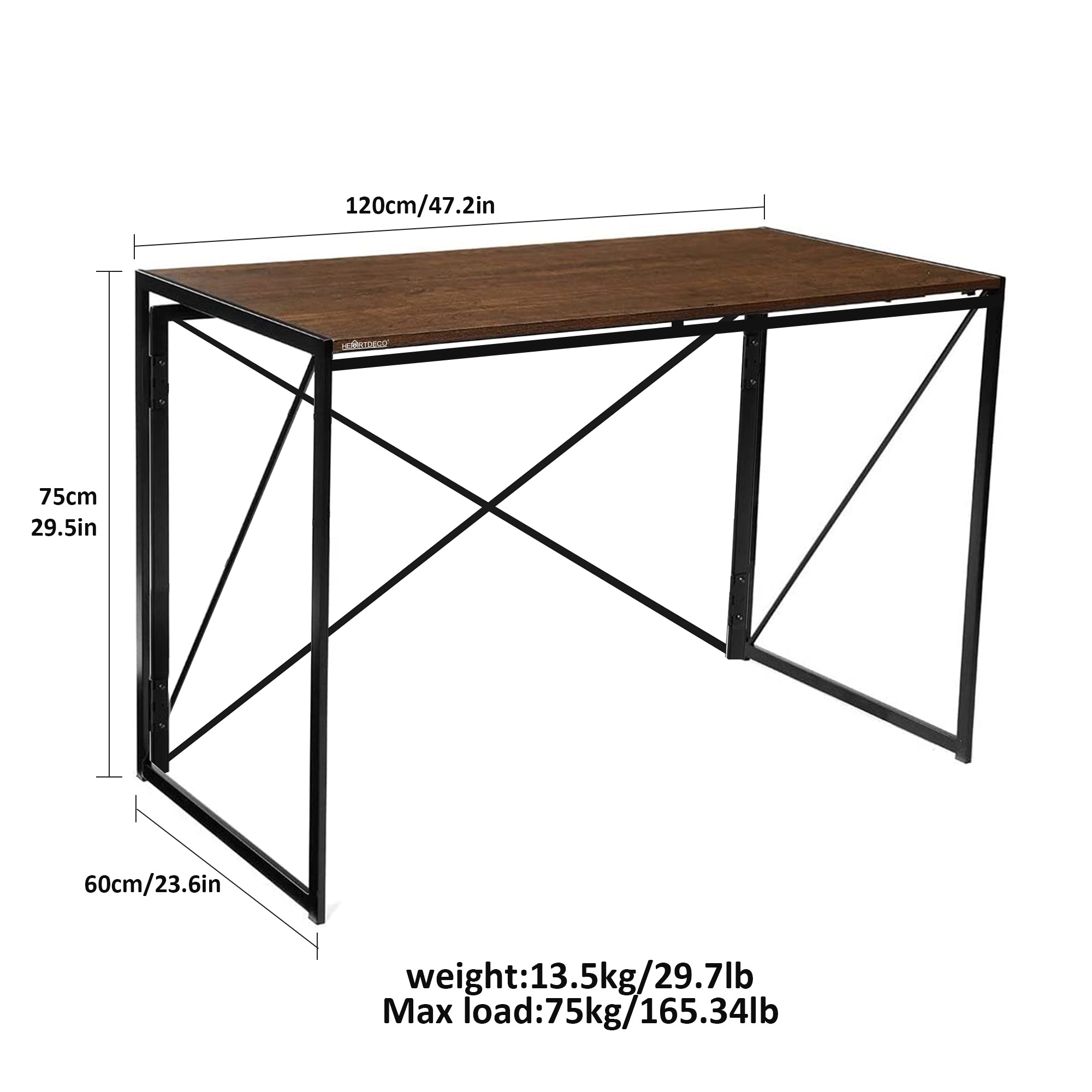 Folding Computer Desk Study Table 120cm x 60cm – HEARTDECO