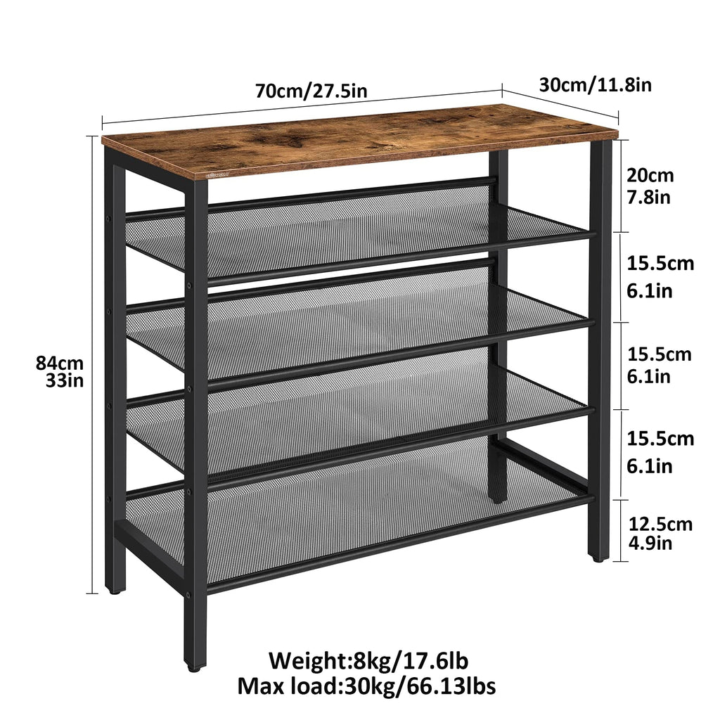 5 Tier Metal Mesh Shoe Rack Storage Shelf – HEARTDECO