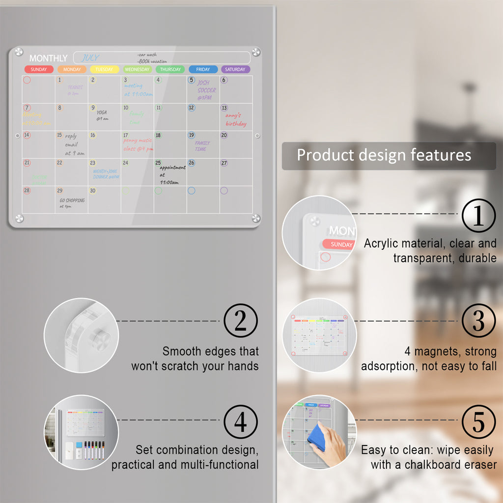 Refrigerator Dry Erase Calendar reusable HEARTDECO