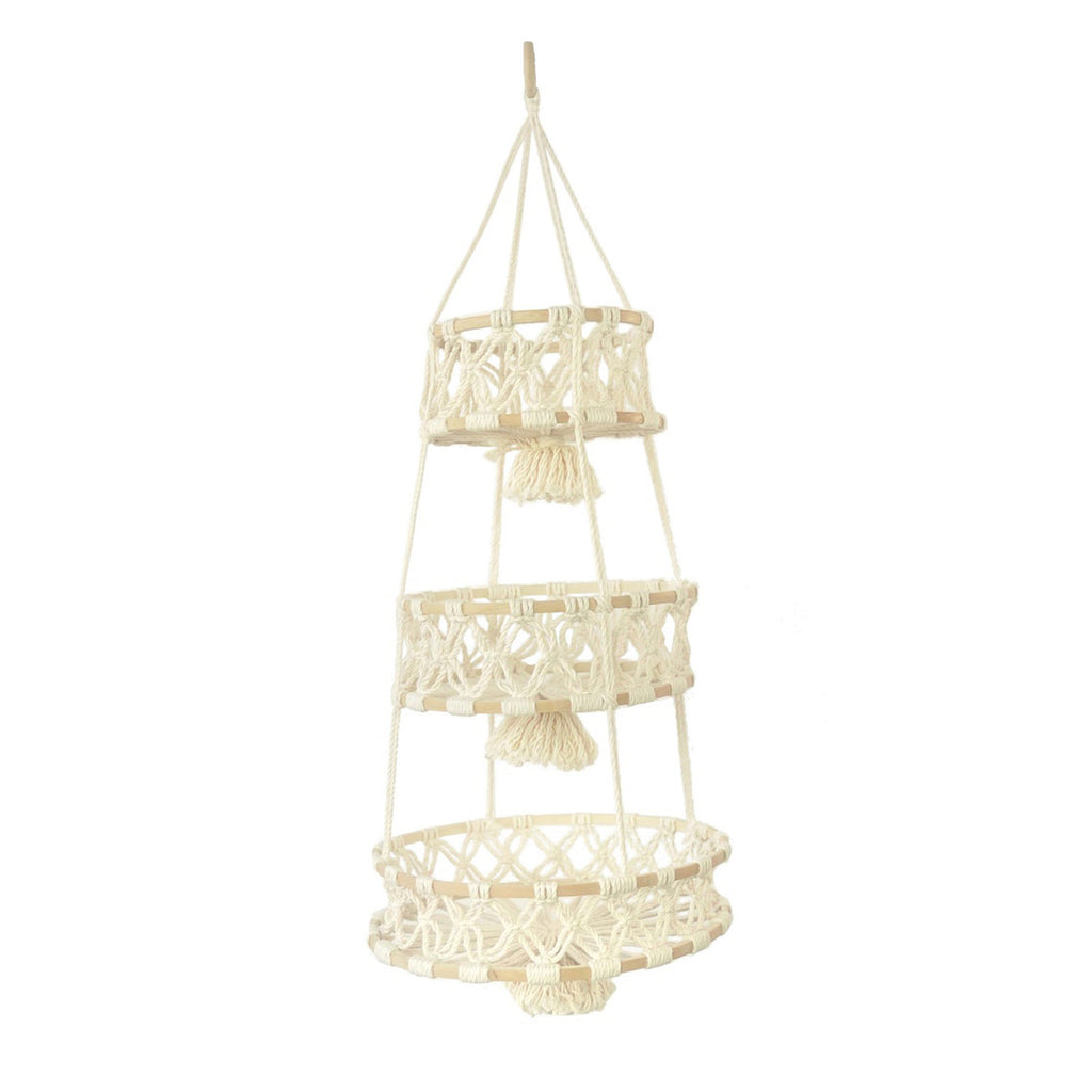 3 Tier Hanging Woven Rope Storage Basket Plant Basket