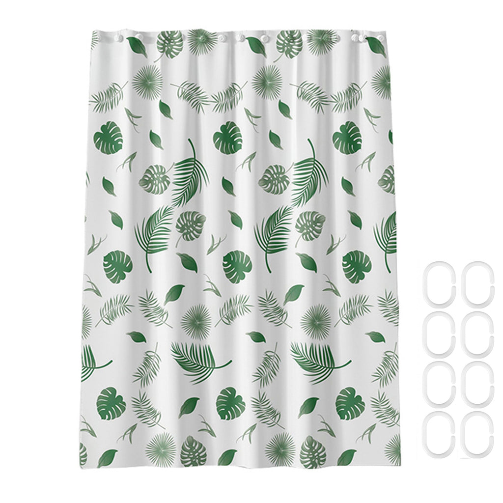 Green Leaf Premium Shower Curtain With Hooks-180cm