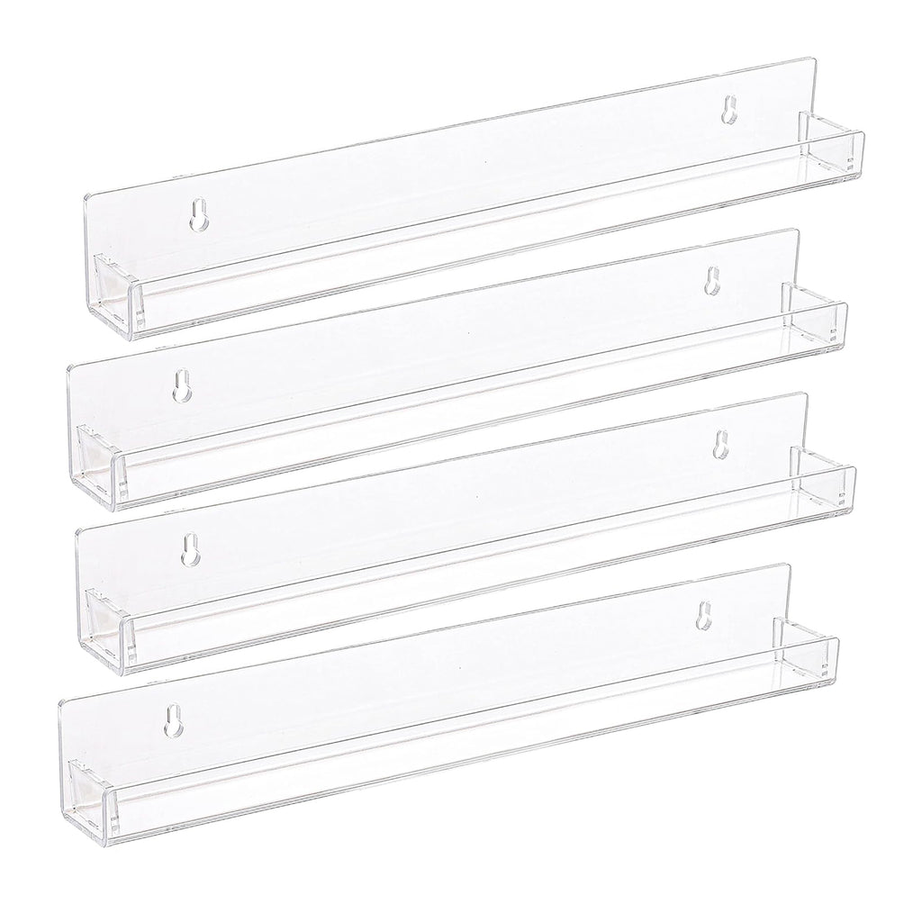 4 Pack Wall Mounted Clear Acrylic Display Shelf