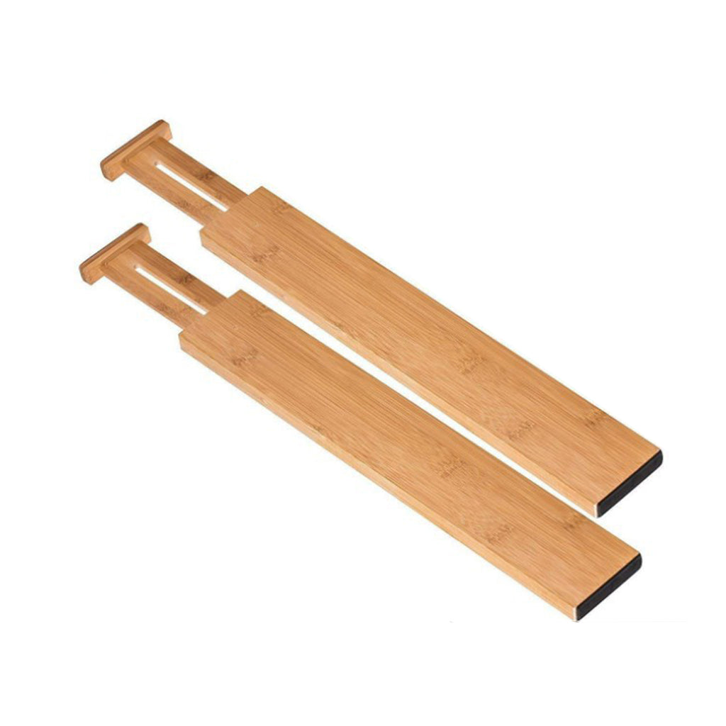 2Pcs Expandable Bamboo Drawer Dividers