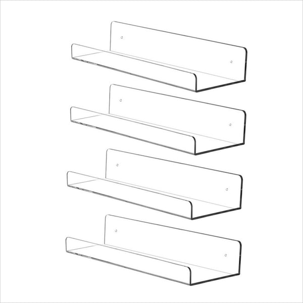 4 Pack Wall Mounted Clear Acrylic Display Shelf