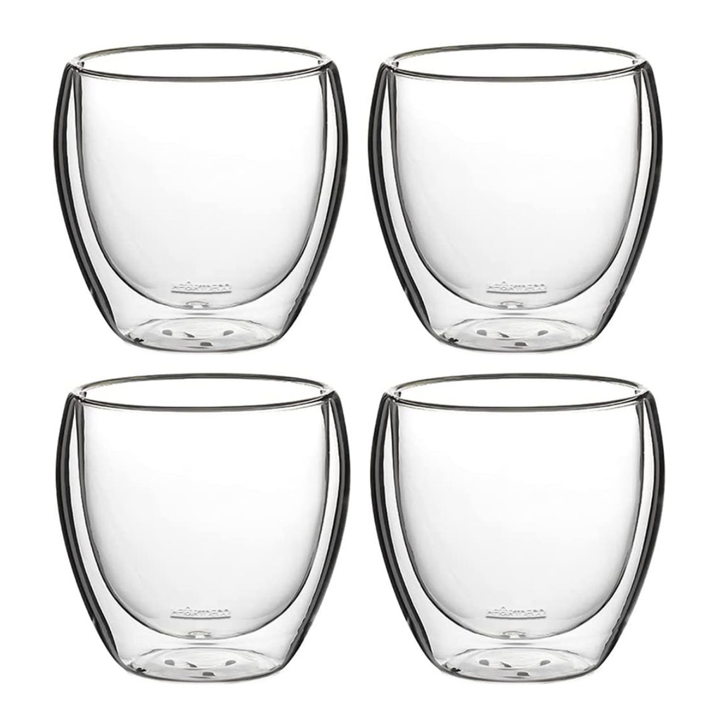 Heartdeco double Wall Insulated Glass Cappuccino Cups 8.5oz - Set of 4