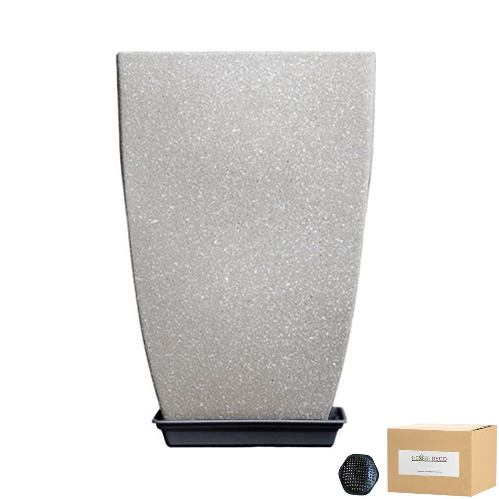 Heartdeco Imitation Cement Square Tall Pot Planter 40cm - Light grey