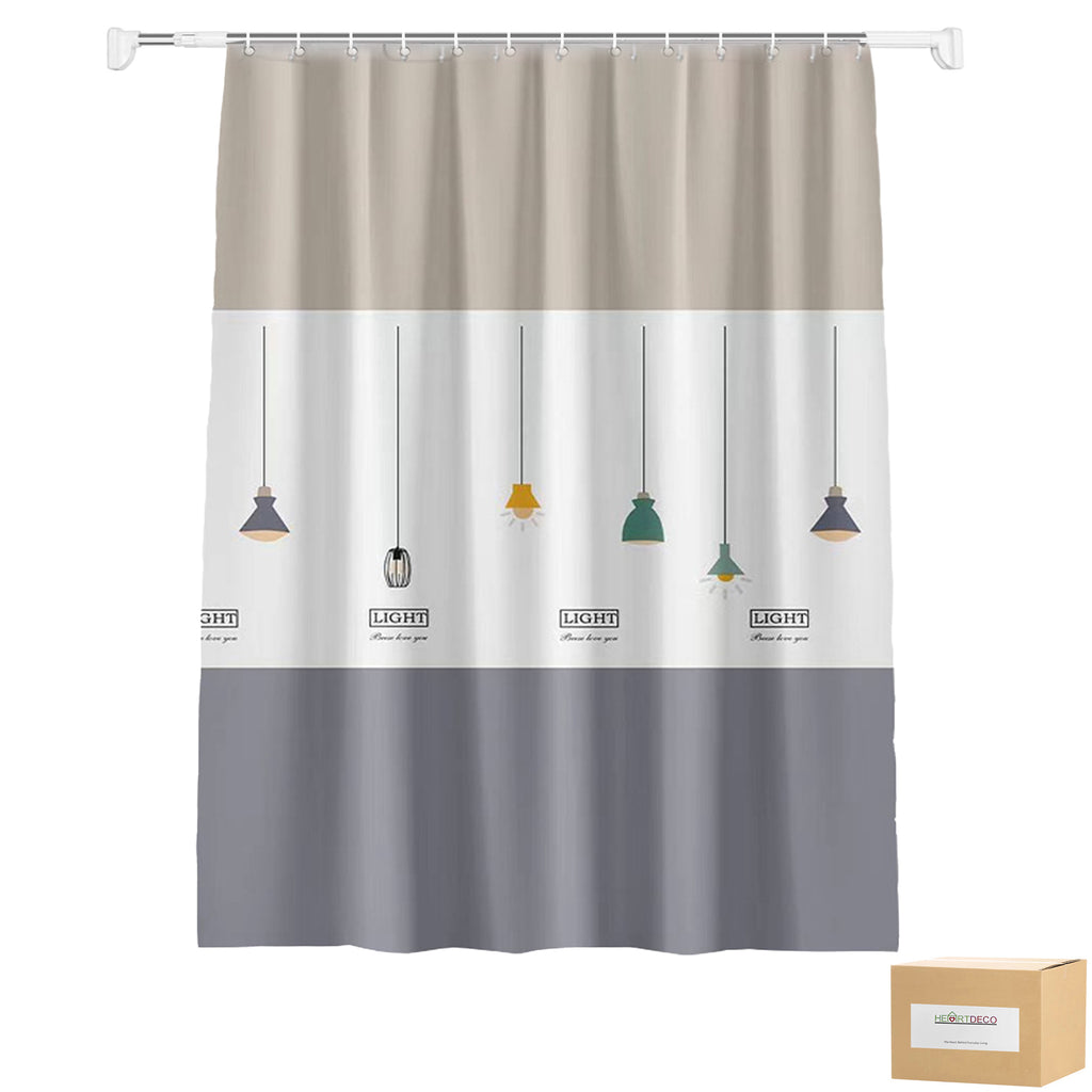 Heartdeco Stainless Steel Extendable Rod & Shower Curtain Set - Decorative print