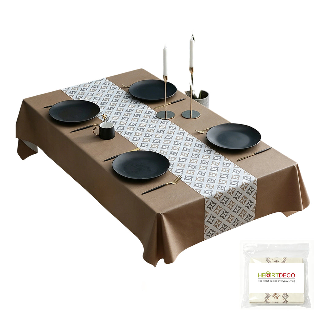 Heartdeco Waterproof & Heat-Resistant PVC Table Mat 140×180 cm-Brown