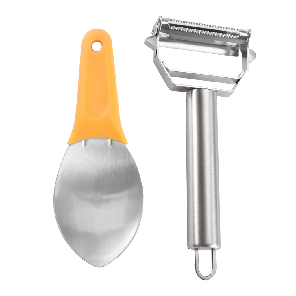 2PCs Stainless Steel Dual Blade Vegetable Peeler with Mango Enucleated Tool