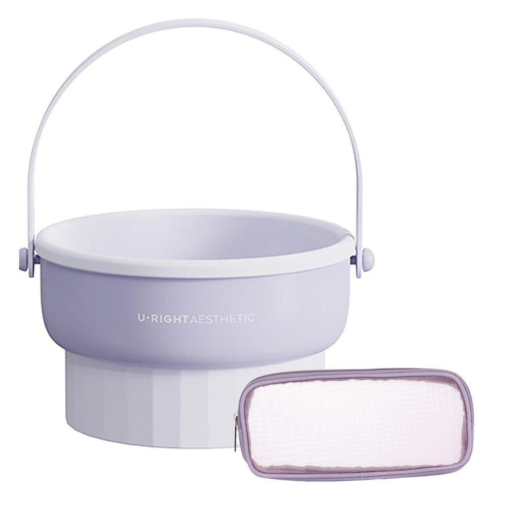 2PCs Foldable Silicone Makeup Brush Cleaner with Portable Cosmetic Bag