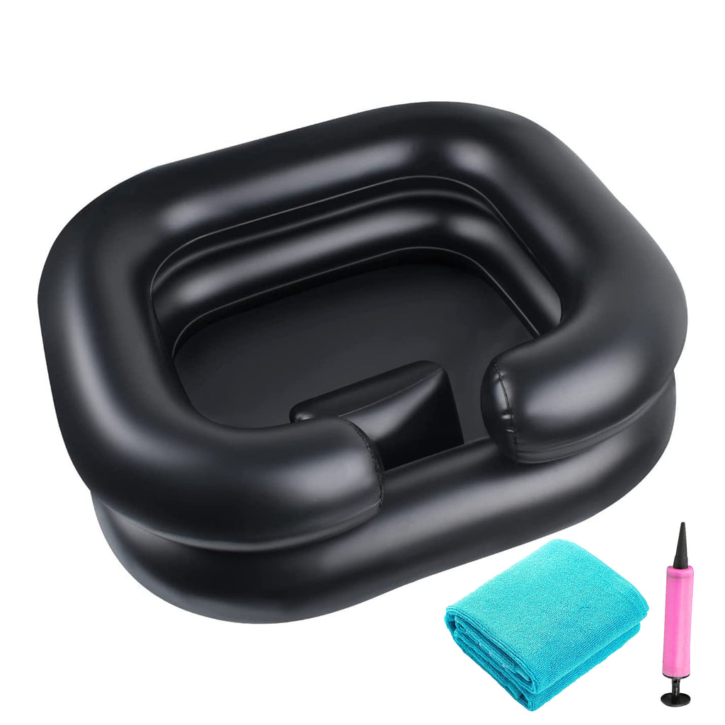 3 Piece Foldable Inflatable Hair Washing Basin with Towel Set