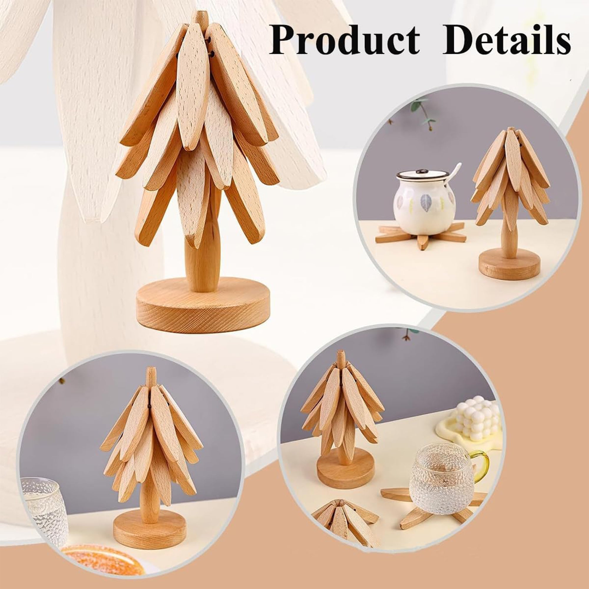 Wooden Foldable Tree Shape Coaster For Barware Coffee Cups Mugs – HEARTDECO