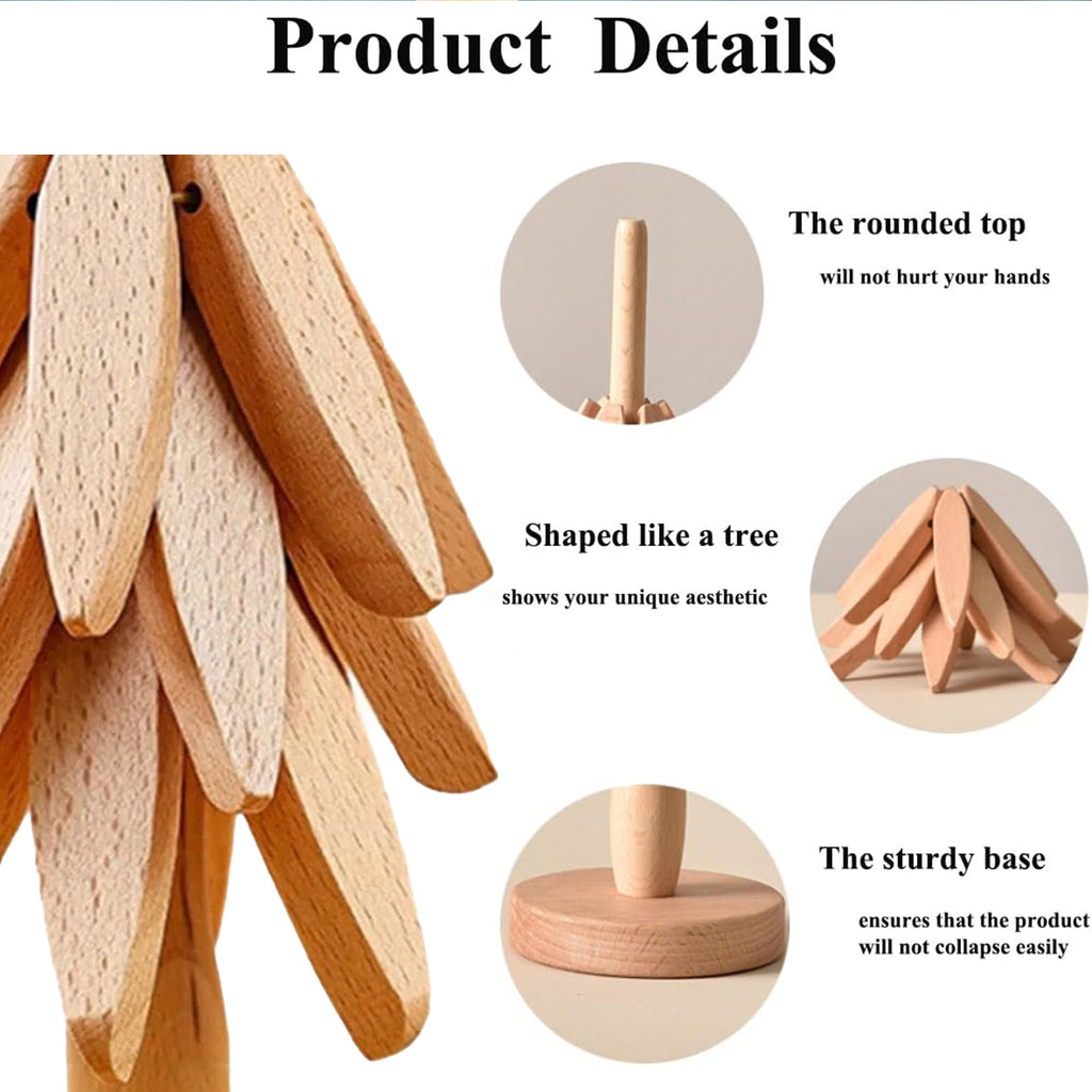 Wooden Foldable Tree Shape Coaster For Barware Coffee Cups Mugs – HEARTDECO