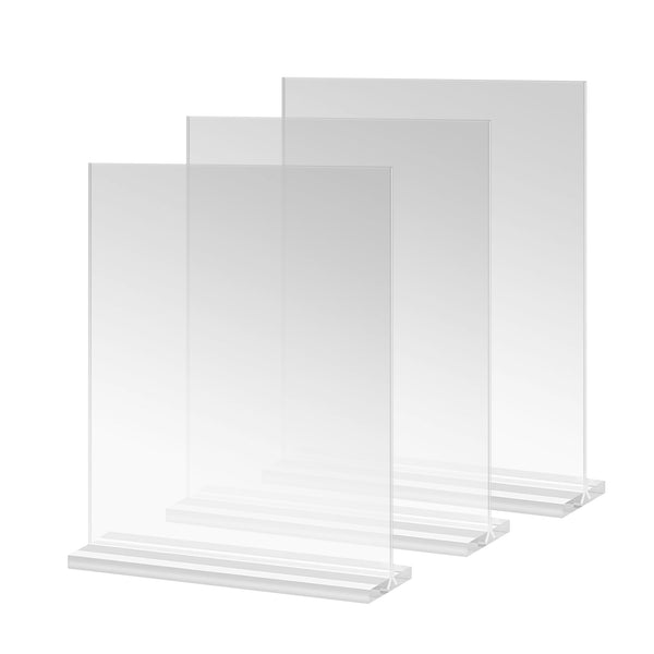 3 Pcs 21×29 Clear Acrylic Sign Holder  Double-Sided Table Menu Frame Stand