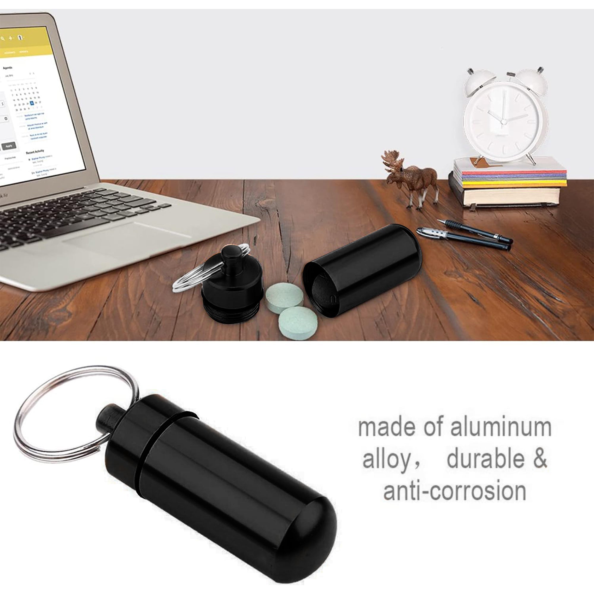 Small Aluminum Waterproof Keychain Pill Storage Box – HEARTDECO