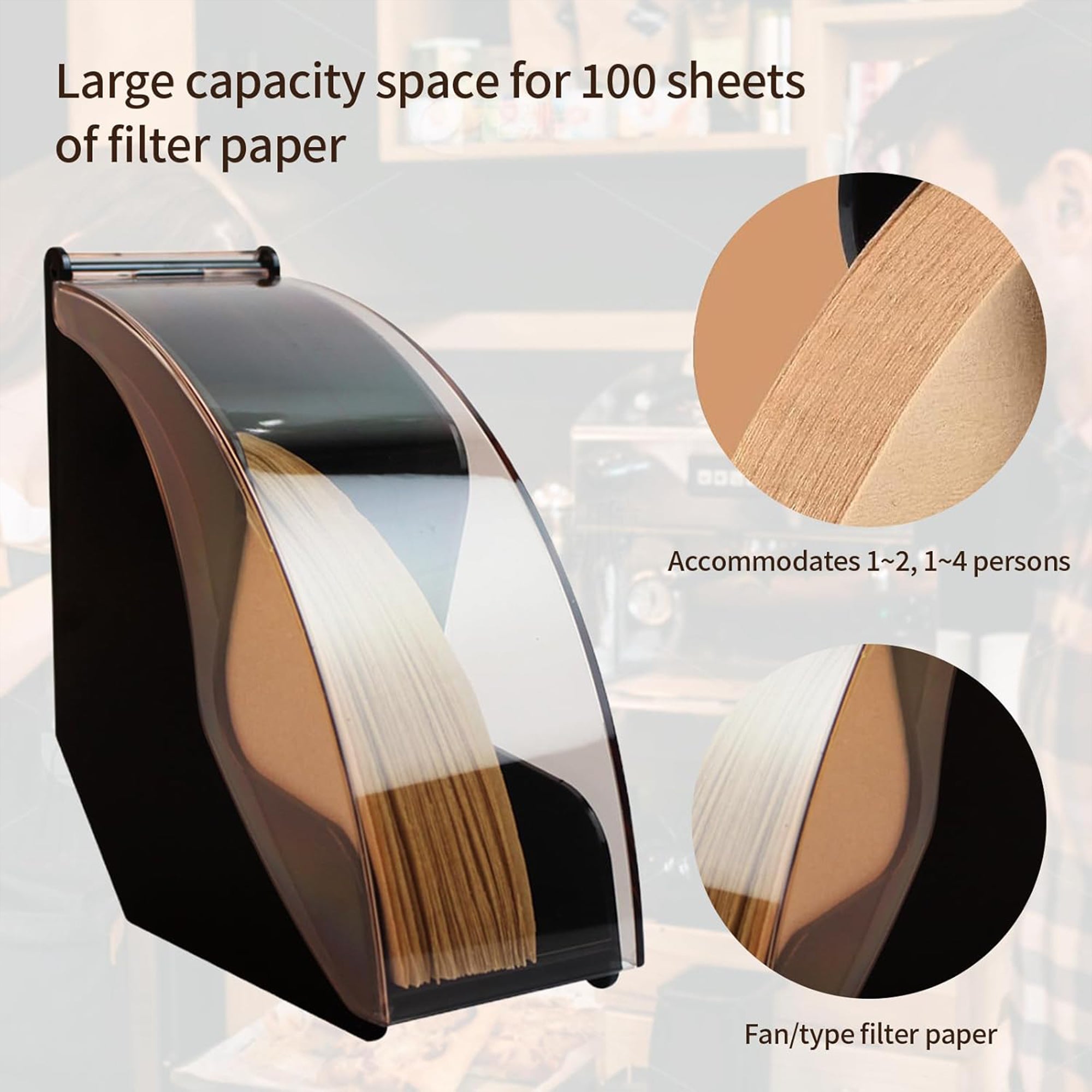 Acrylic Coffee Filter Holder Paper Storage Rack with Filter Paper 40PC ...
