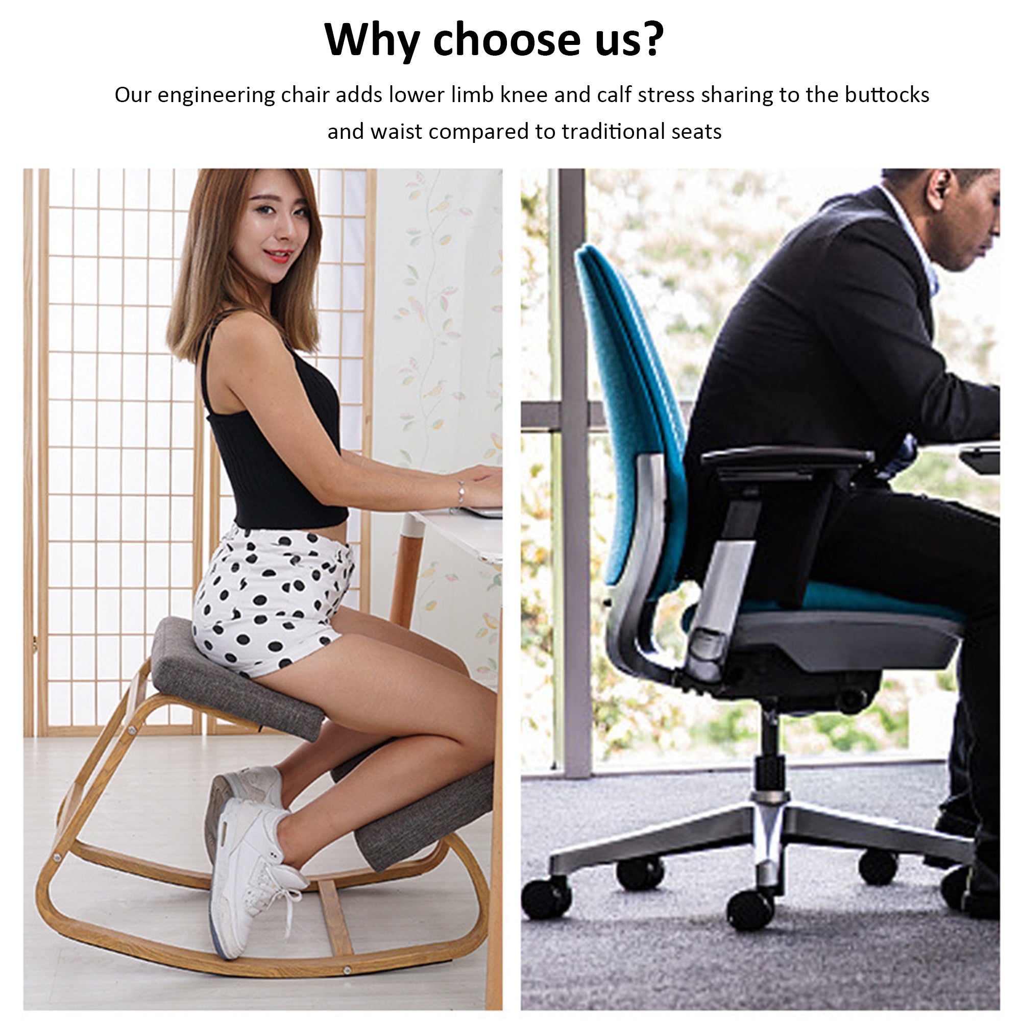 Ergonomic Posture Kneeling Rocking Chair with Backrest – HEARTDECO