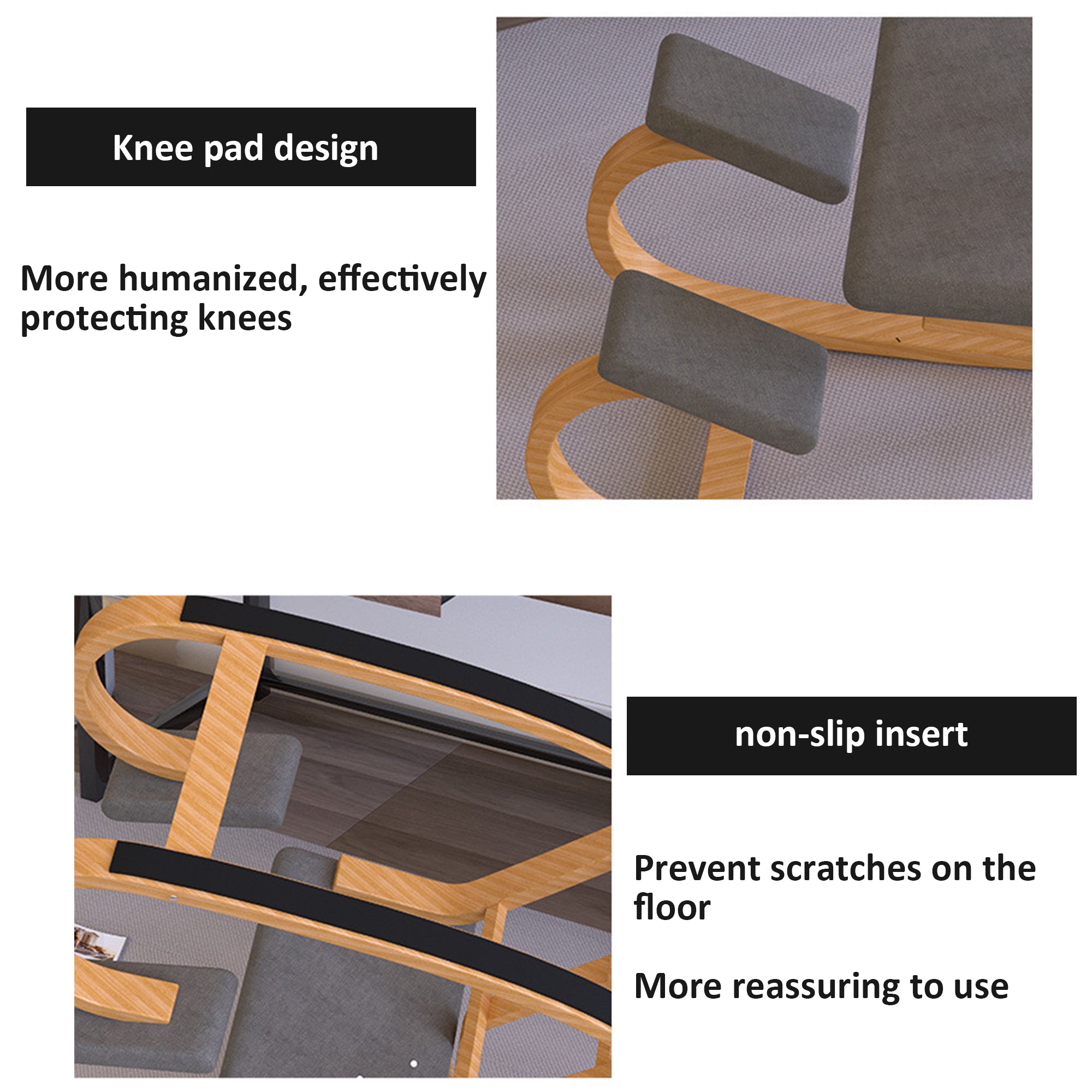 Ergonomic Posture Kneeling Rocking Chair with Backrest – HEARTDECO