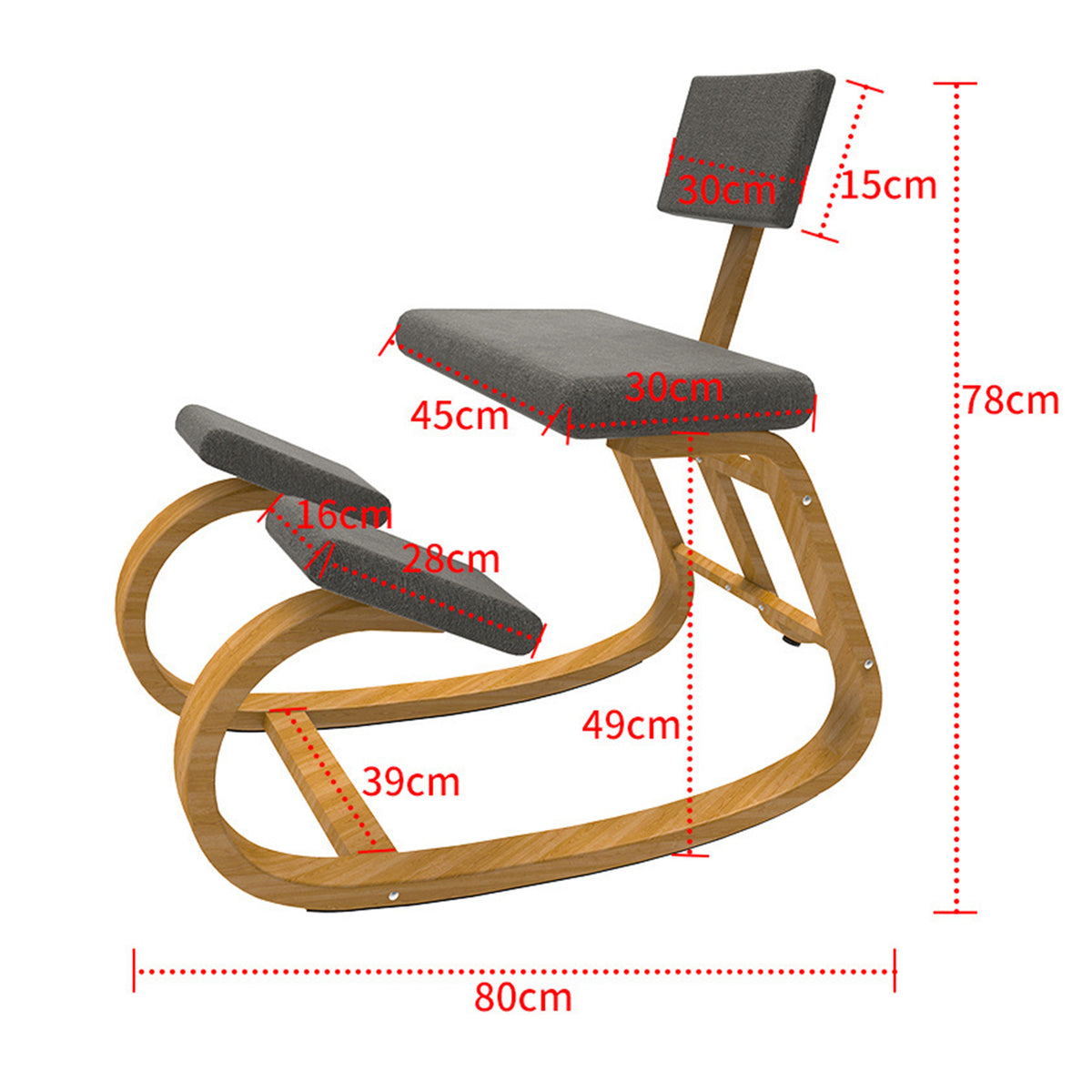 Ergonomic Posture Kneeling Rocking Chair with Backrest – HEARTDECO