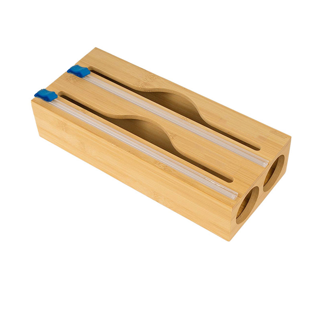 Heartdeco 2-in-1 Bamnboo Food Wrap Dispenser With Cutter