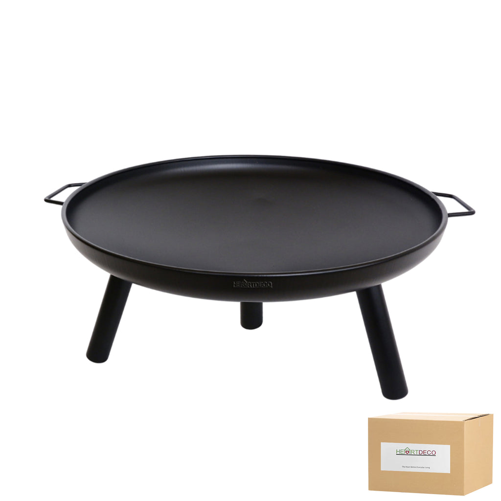 Heartdeco Round Portable Outdoor Patio Grill Fire Pit Bowl