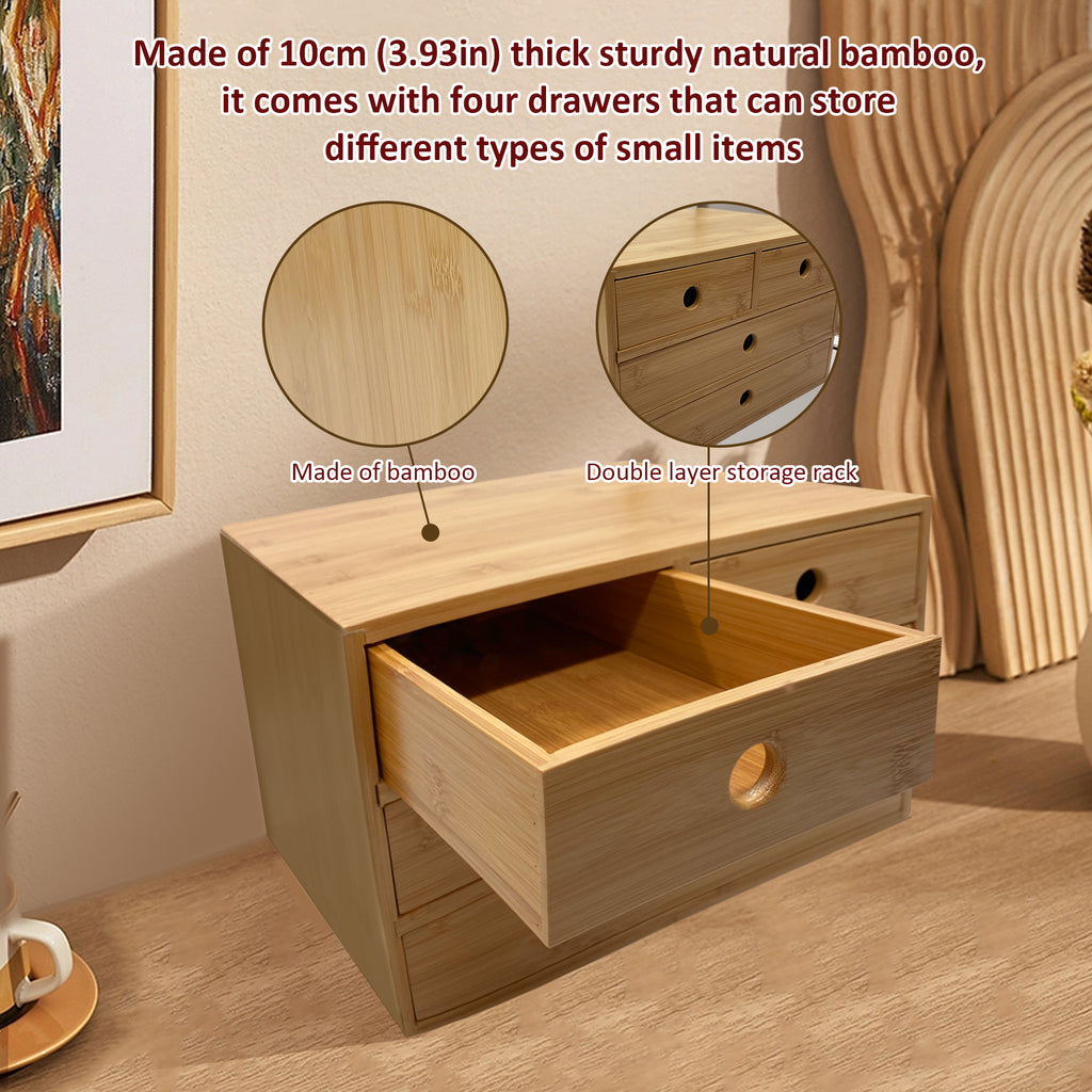 Bamboo Four-Drawer Desktop Storage Box – HEARTDECO