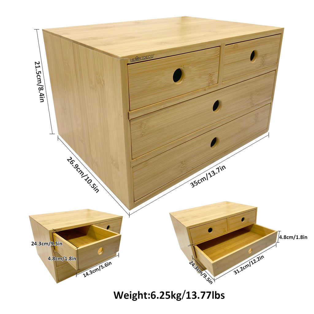 Bamboo Four-Drawer Desktop Storage Box – HEARTDECO