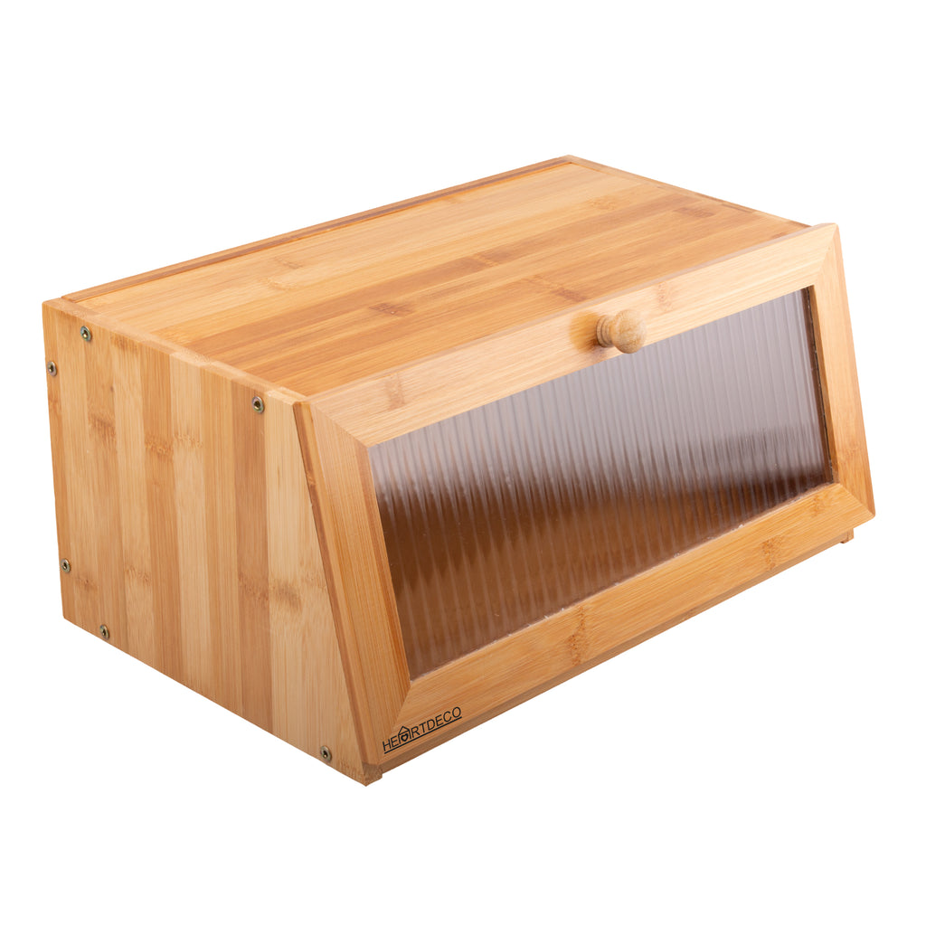 Large farmhouse bread box with windows Storage box - natural wood bread storage container suitable for kitchen countertops
