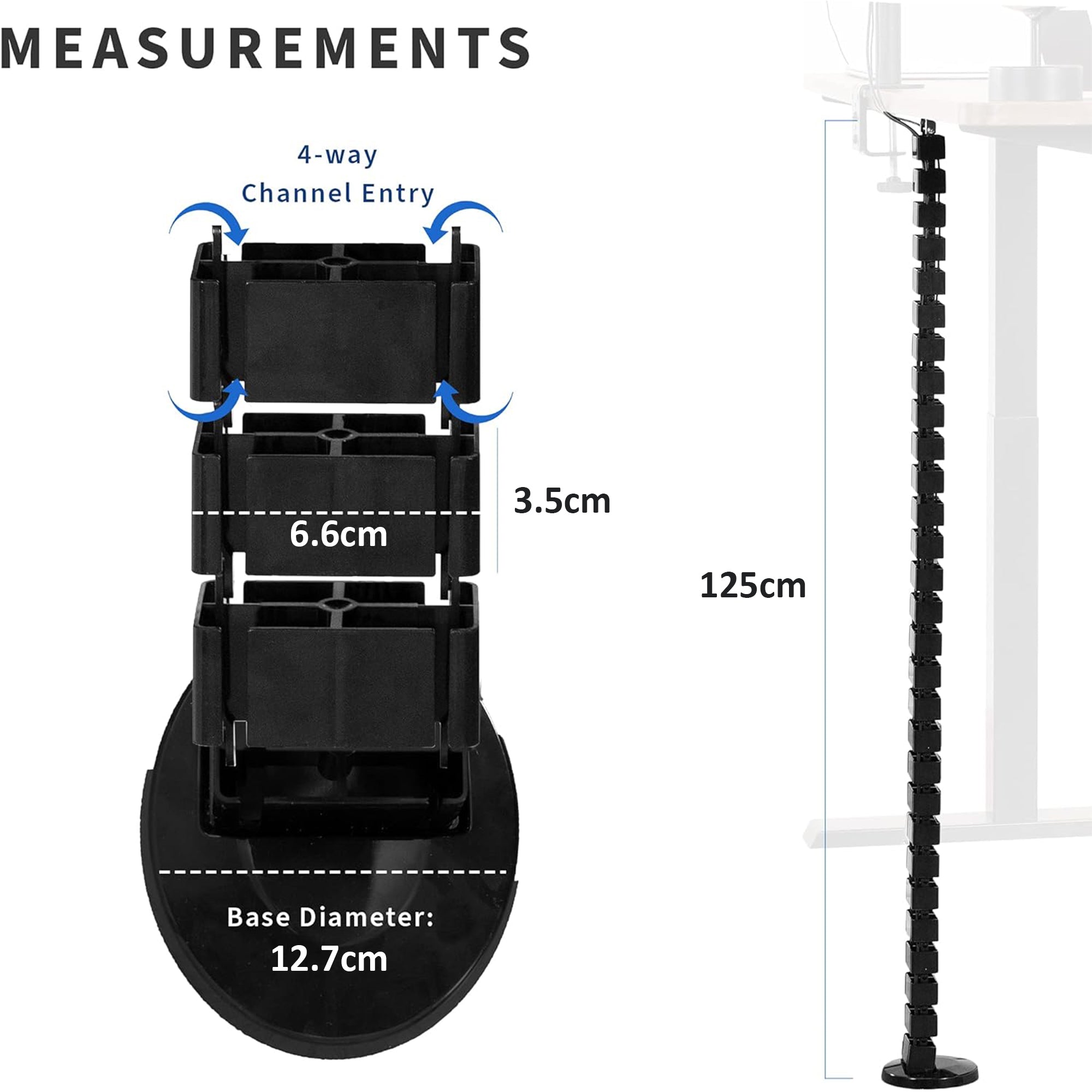 125CM Cable Management Block System for Office Height Adjustable Desks ...
