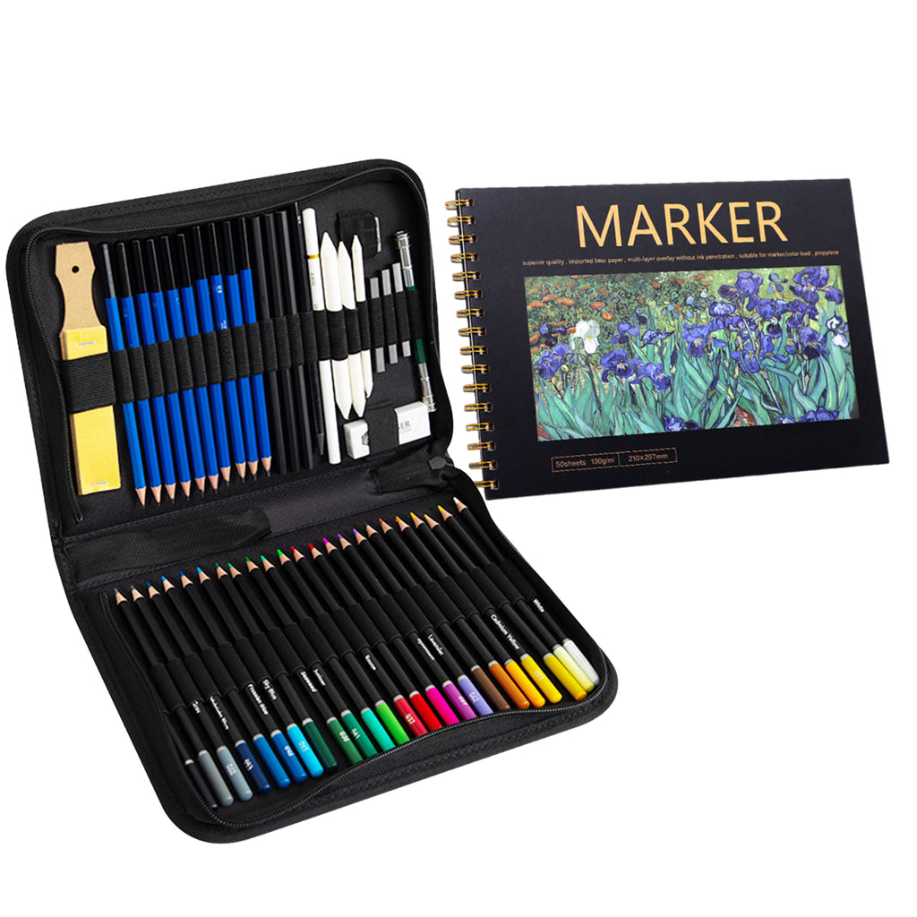51PCS Professional Sketch&Charcoal Pencil Bag Set