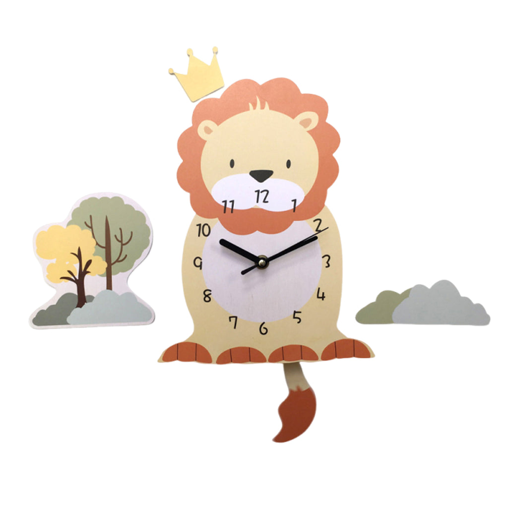 Cartoon Lion Design Wall Clock PVC Hanging Clock