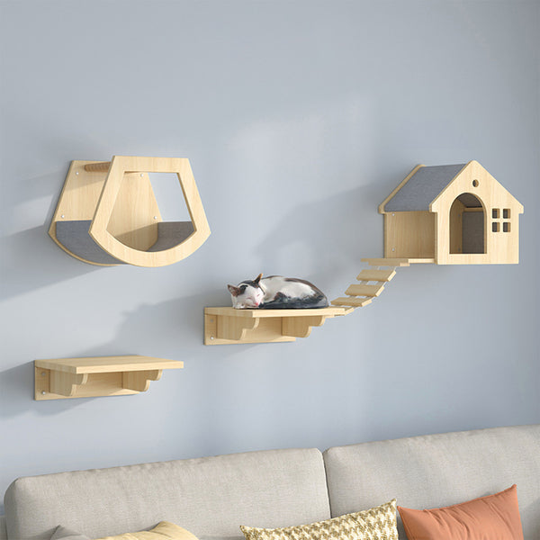 5pcs Modern Wall-Mounted Cat Wall Shelves
