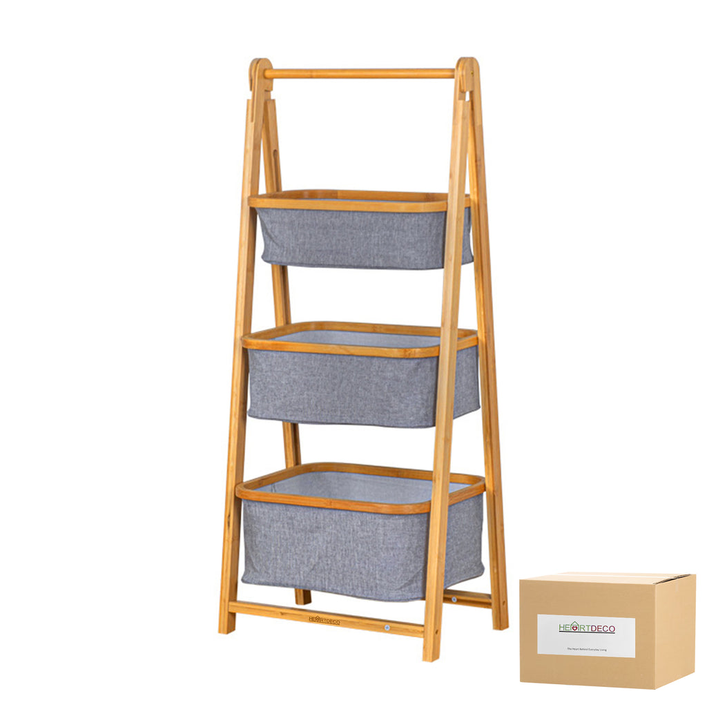 Heartdeco 3-Tier Folding Laundry Organizer with Baskets