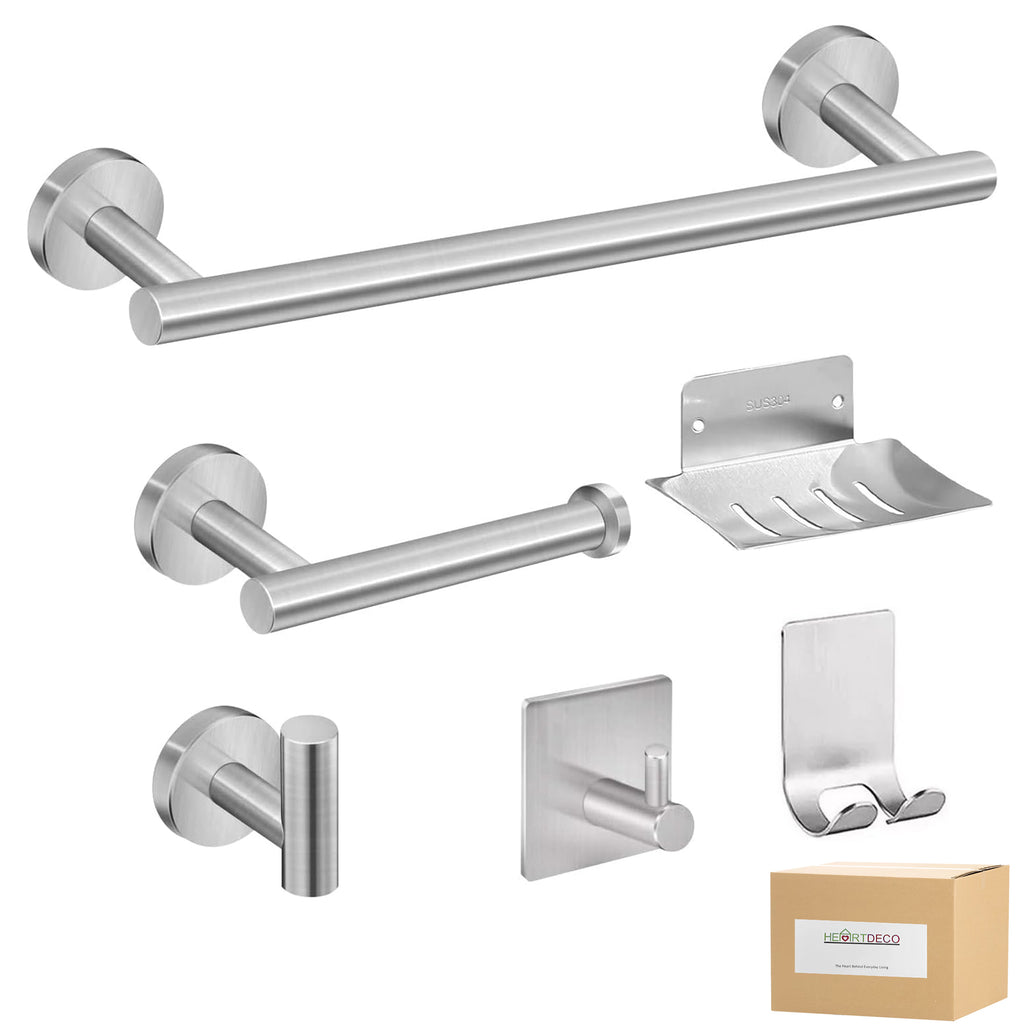 Heartdeco 6-Piece Stainless Steel Bathroom Towel Rack Set 40cm