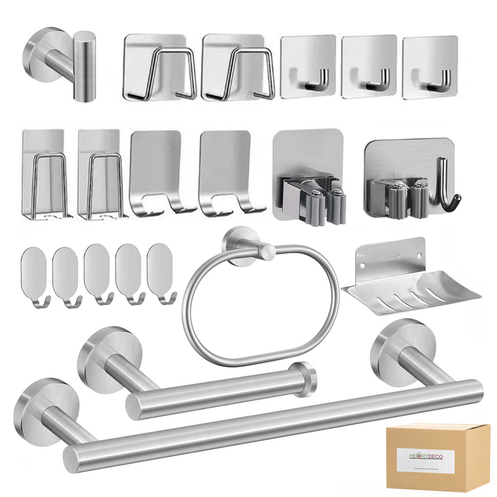 21-Piece Stainless Steel Towel Rack Set, Rust-Resistant for Bathroom & Kitchen