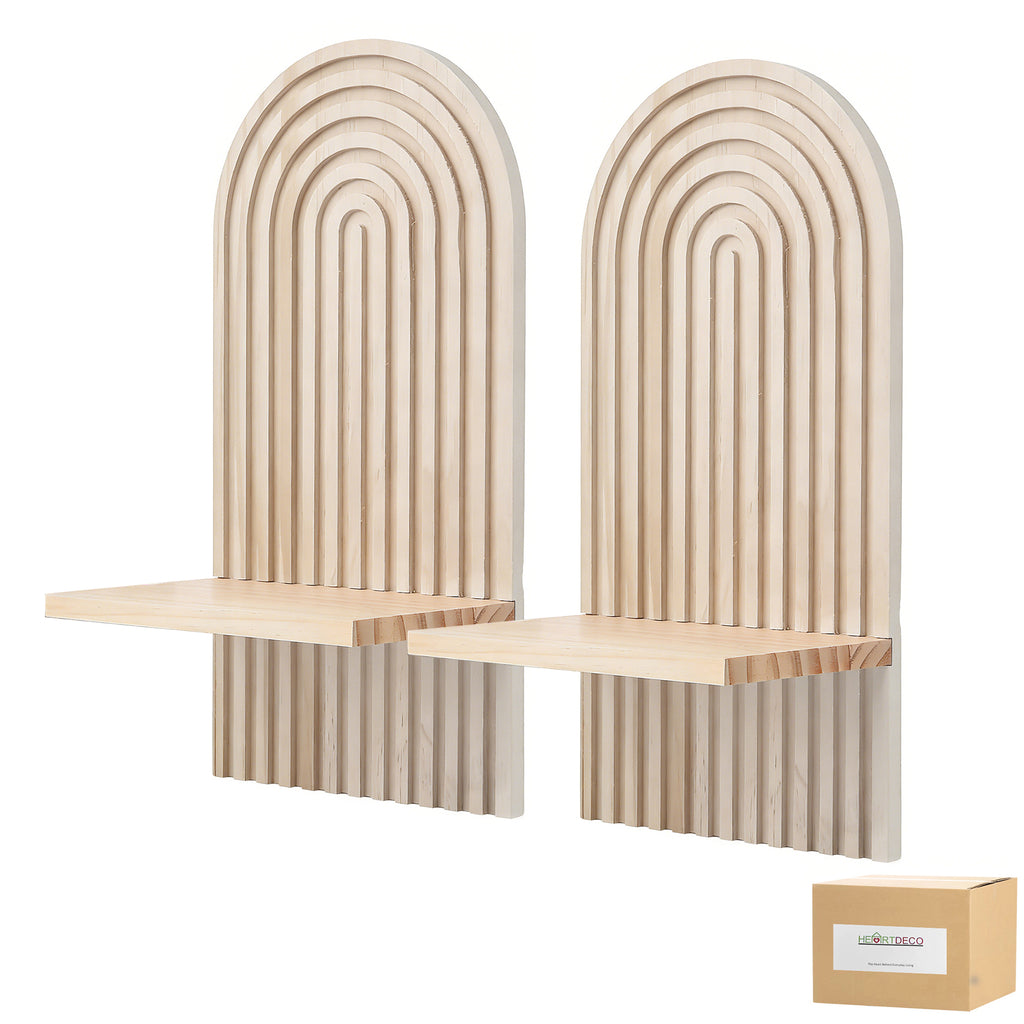 Heartdeco 2PCs Wall Mount Boho Floating Shelf